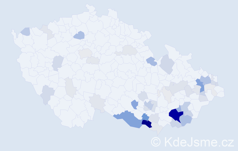 Příjmení: 'Pospíšková', počet výskytů 187 v celé ČR