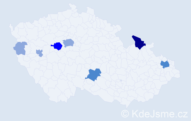 Příjmení: 'Turická', počet výskytů 16 v celé ČR