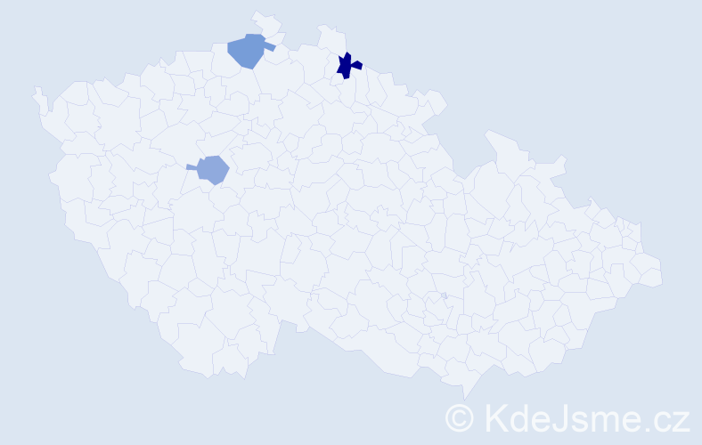 Příjmení: 'Hoppanová', počet výskytů 5 v celé ČR