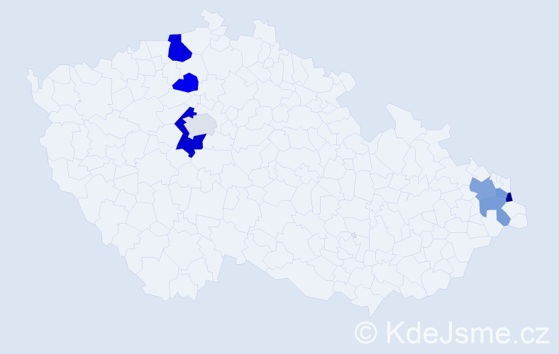 Příjmení: 'Vokelová', počet výskytů 13 v celé ČR