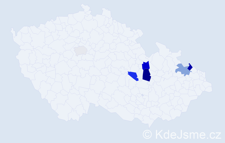 Příjmení: 'Palcer', počet výskytů 17 v celé ČR