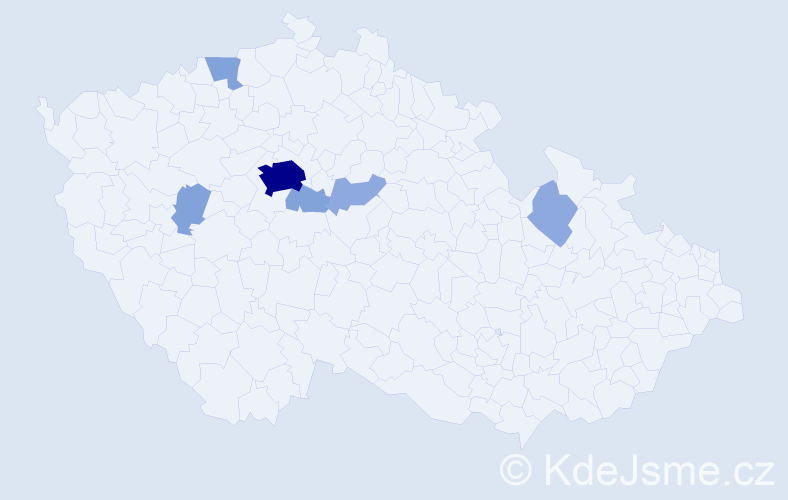 Příjmení: 'Kirs', počet výskytů 16 v celé ČR