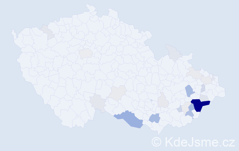 Příjmení: 'Mikulenčáková', počet výskytů 97 v celé ČR