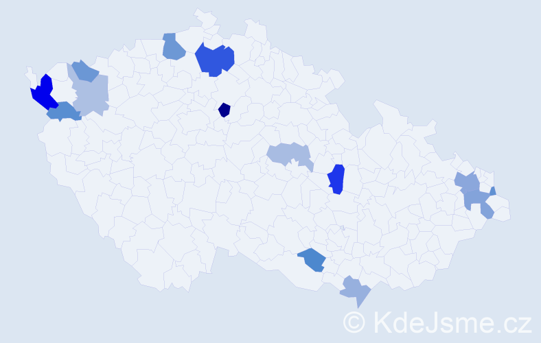 Příjmení: 'Kremeňová', počet výskytů 28 v celé ČR