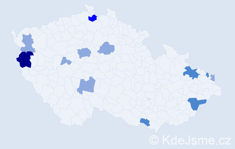 Příjmení: 'Országová', počet výskytů 25 v celé ČR