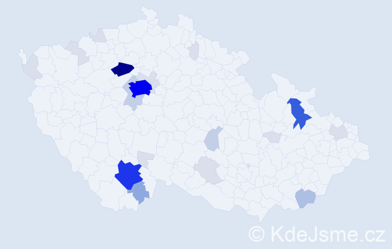Příjmení: 'Bakalář', počet výskytů 88 v celé ČR
