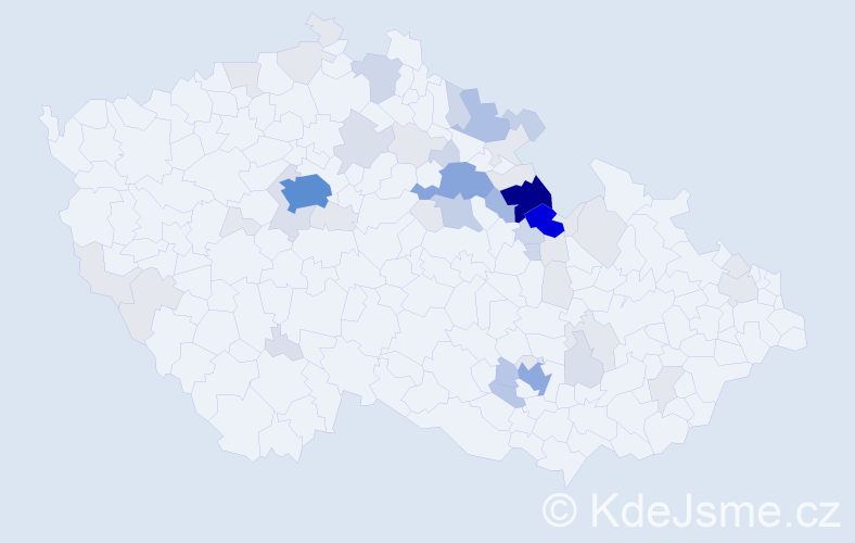 Příjmení: 'Trejtnar', počet výskytů 193 v celé ČR
