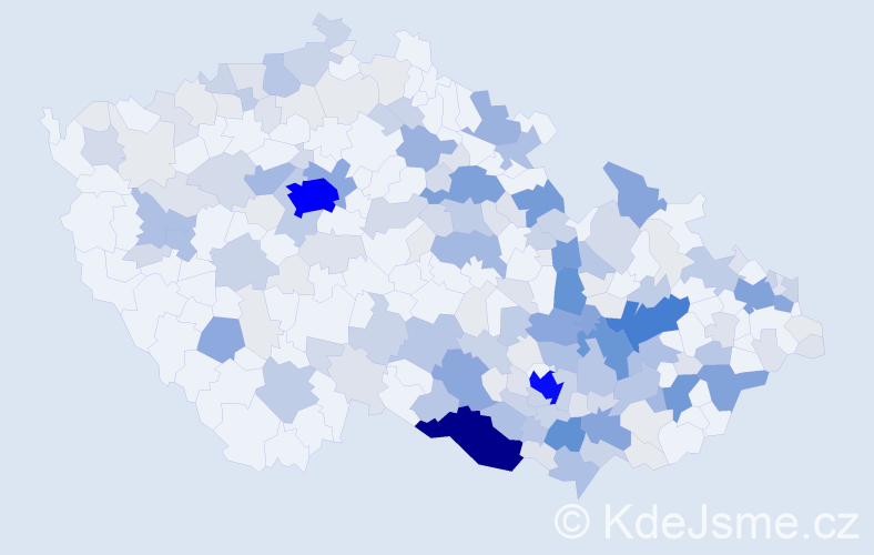 Příjmení: 'Vodák', počet výskytů 727 v celé ČR