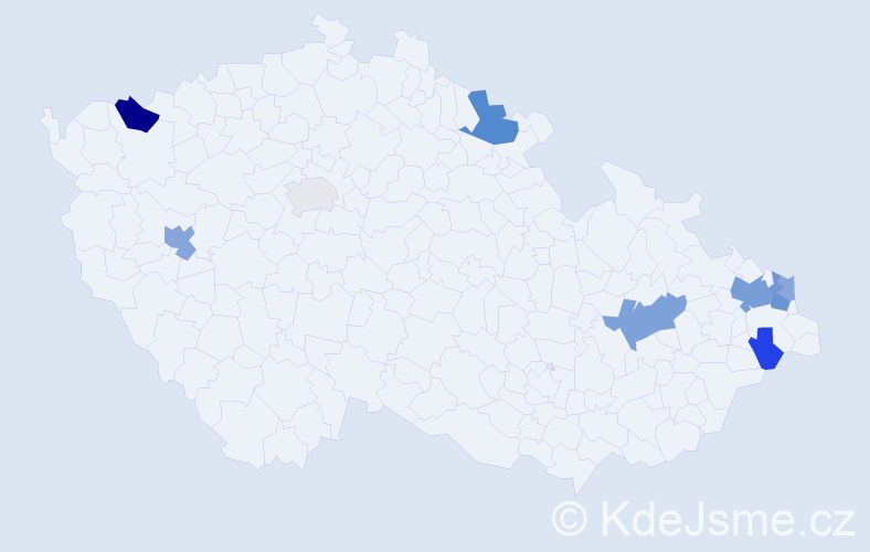 Příjmení: 'Pazdiorová', počet výskytů 18 v celé ČR