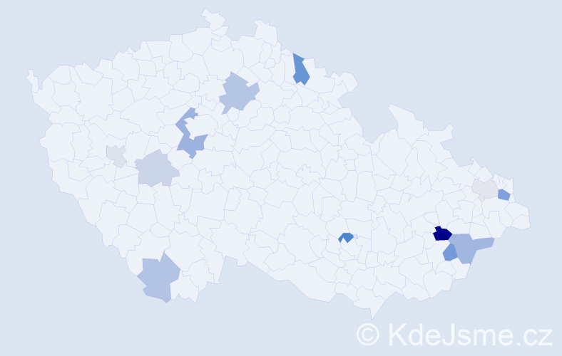 Příjmení: 'Vraštiaková', počet výskytů 23 v celé ČR
