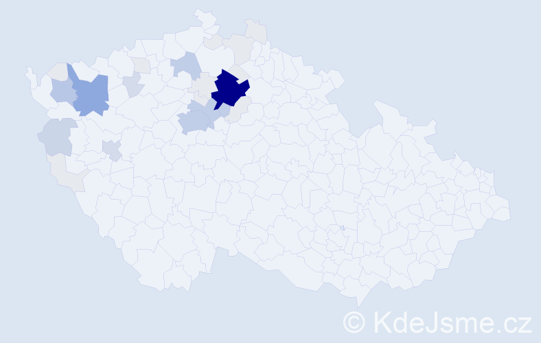 Příjmení: 'Vaňousek', počet výskytů 109 v celé ČR