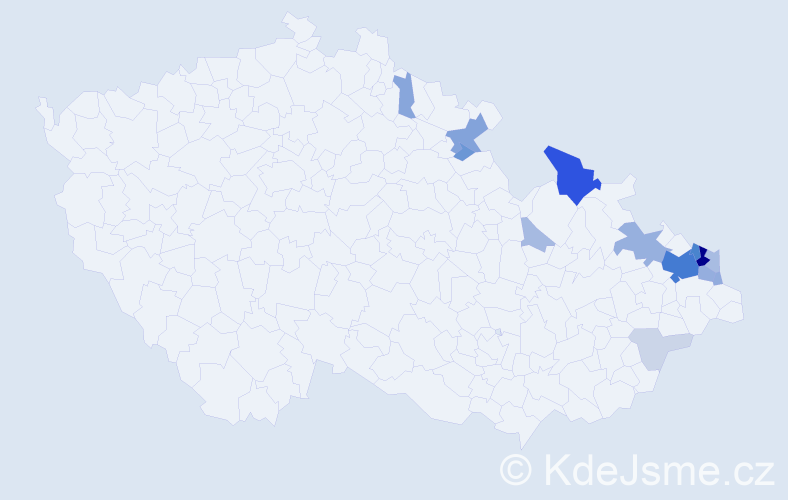 Příjmení: 'Pěčonková', počet výskytů 54 v celé ČR