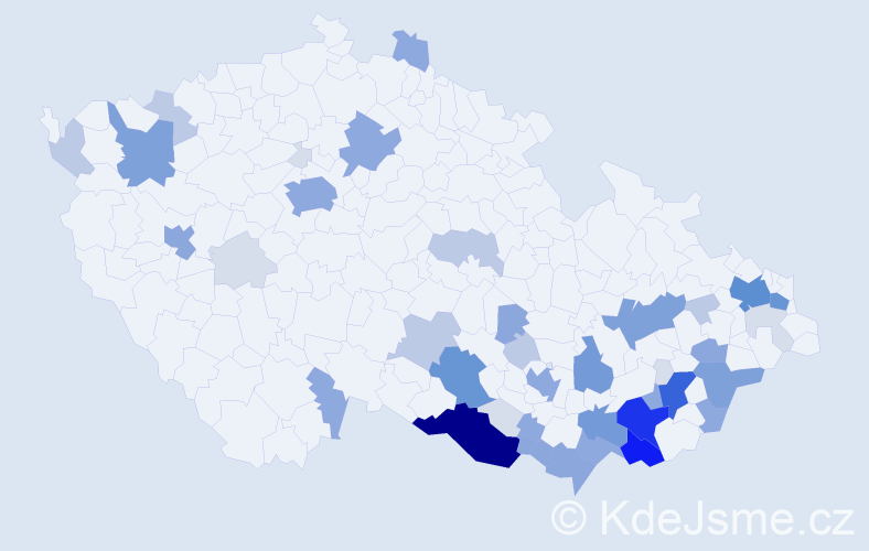 Příjmení: 'Pavlačka', počet výskytů 170 v celé ČR