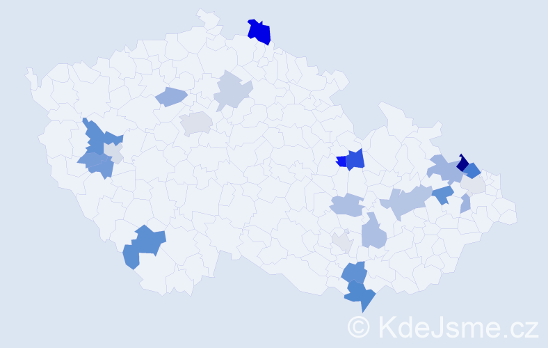Příjmení: 'Kušnierová', počet výskytů 43 v celé ČR