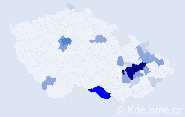 Příjmení: 'Kabilková', počet výskytů 71 v celé ČR
