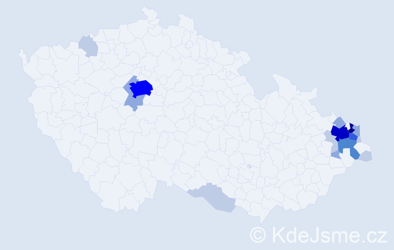 Příjmení: 'Antošík', počet výskytů 52 v celé ČR