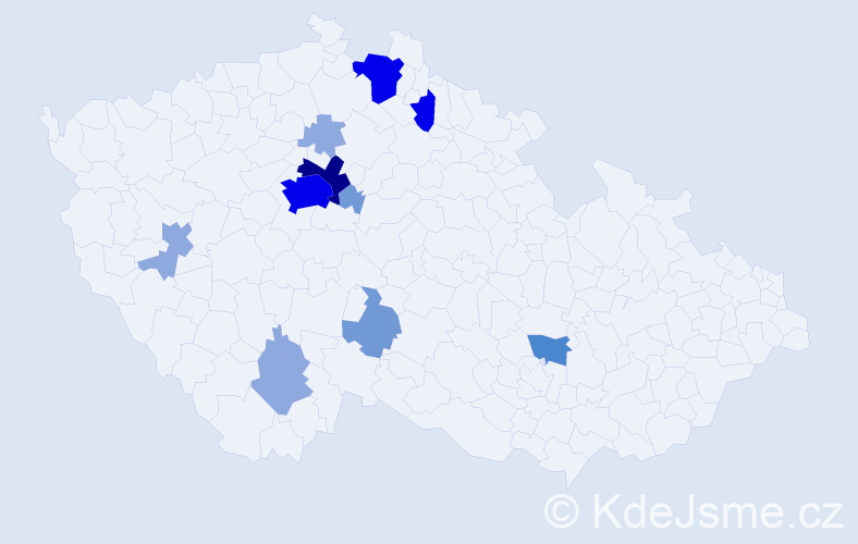 Příjmení: 'Bagin', počet výskytů 33 v celé ČR