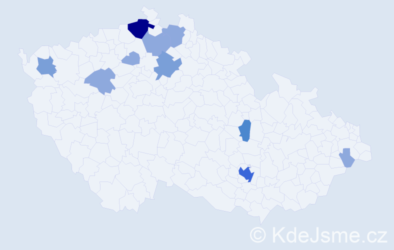 Příjmení: 'Ácsová', počet výskytů 23 v celé ČR