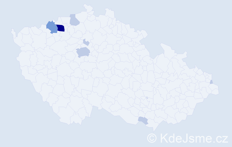 Příjmení: 'Miškaničová', počet výskytů 18 v celé ČR