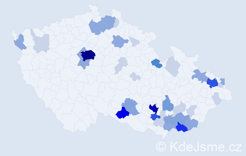 Příjmení: 'Nejedlík', počet výskytů 111 v celé ČR