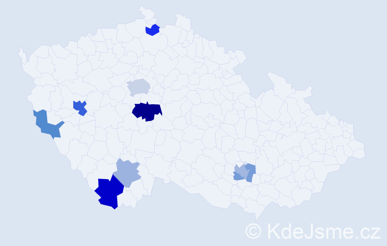 Příjmení: 'Mieglová', počet výskytů 18 v celé ČR