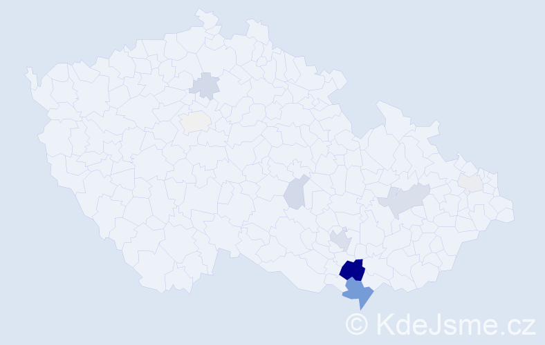 Příjmení: 'Dostoupilová', počet výskytů 30 v celé ČR