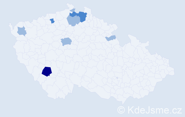Příjmení: 'Veitsová', počet výskytů 15 v celé ČR