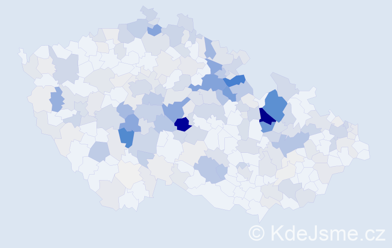 Příjmení: 'Hroch', počet výskytů 877 v celé ČR