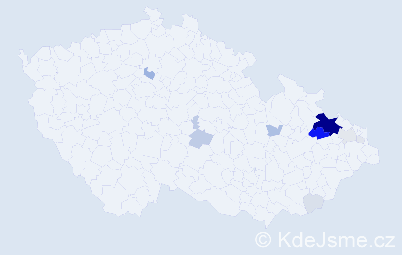 Příjmení: 'Ausficírová', počet výskytů 45 v celé ČR