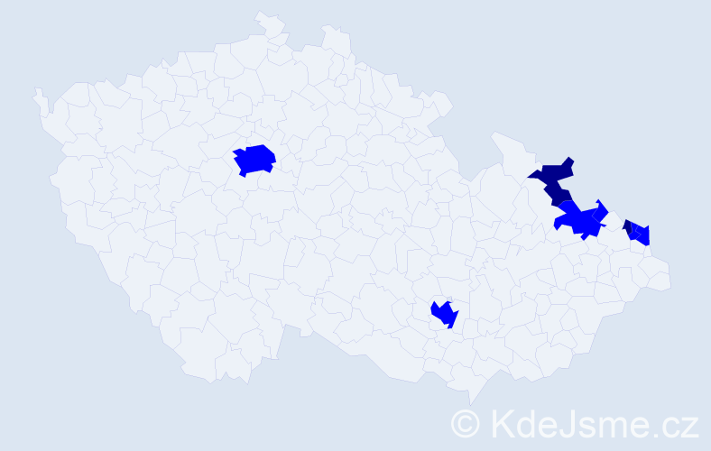 Příjmení: 'Pafčuga', počet výskytů 10 v celé ČR