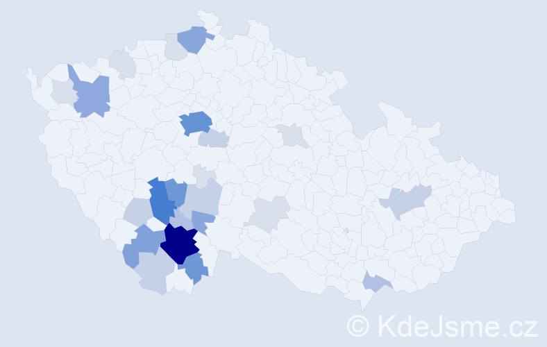 Příjmení: 'Pileček', počet výskytů 102 v celé ČR
