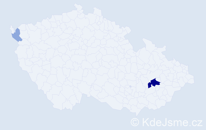 Příjmení: 'Nejmetová', počet výskytů 6 v celé ČR