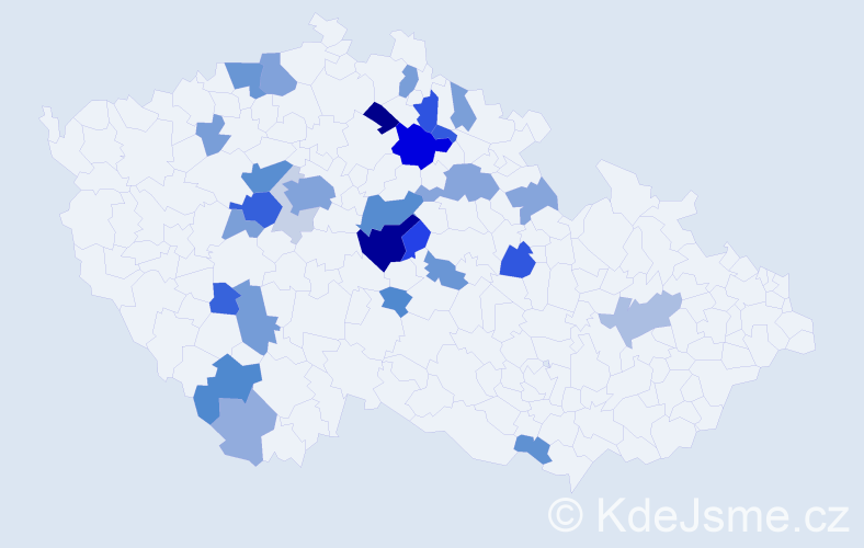 Příjmení: 'Machalická', počet výskytů 82 v celé ČR