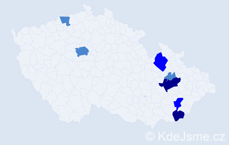 Příjmení: 'Postupková', počet výskytů 13 v celé ČR