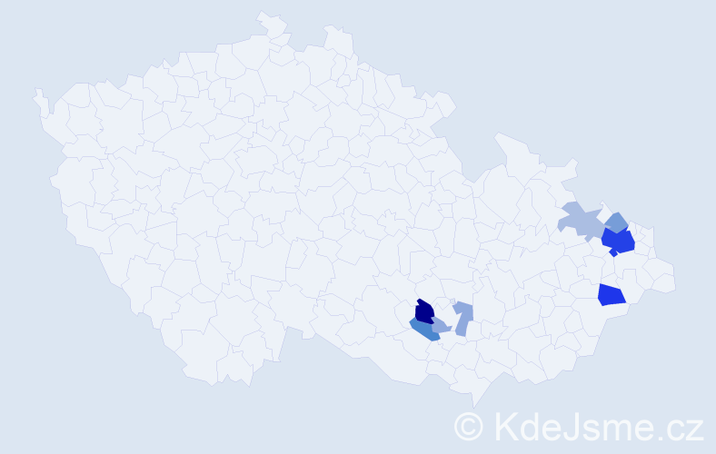 Příjmení: 'Čašová', počet výskytů 19 v celé ČR