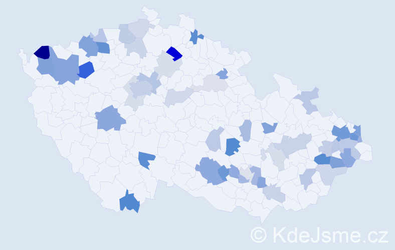 Příjmení: 'Štefánik', počet výskytů 119 v celé ČR