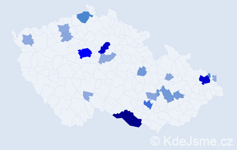 Příjmení: 'Bihári', počet výskytů 66 v celé ČR