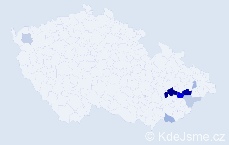 Příjmení: 'Dermíšková', počet výskytů 23 v celé ČR