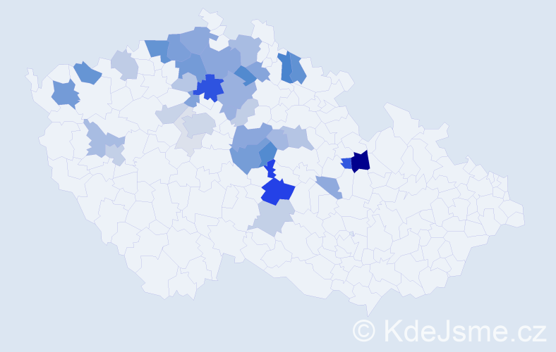 Příjmení: 'Brejšová', počet výskytů 127 v celé ČR
