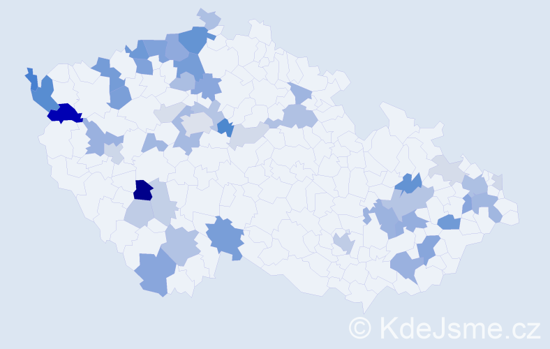 Příjmení: 'Ďurčová', počet výskytů 122 v celé ČR