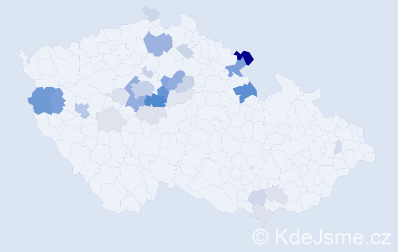 Příjmení: 'Hrábková', počet výskytů 102 v celé ČR