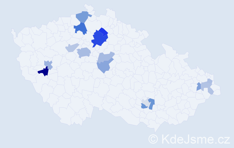 Příjmení: 'Bohdan', počet výskytů 33 v celé ČR