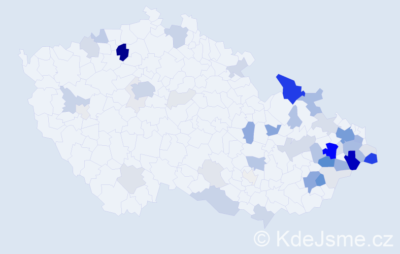 Příjmení: 'Závada', počet výskytů 195 v celé ČR
