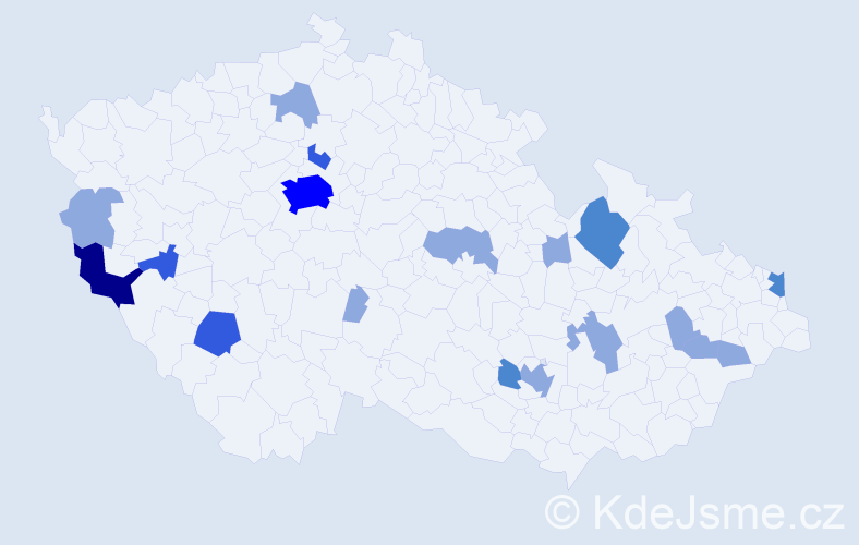 Příjmení: 'Kureková', počet výskytů 34 v celé ČR