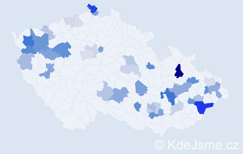 Příjmení: 'Zigmund', počet výskytů 102 v celé ČR