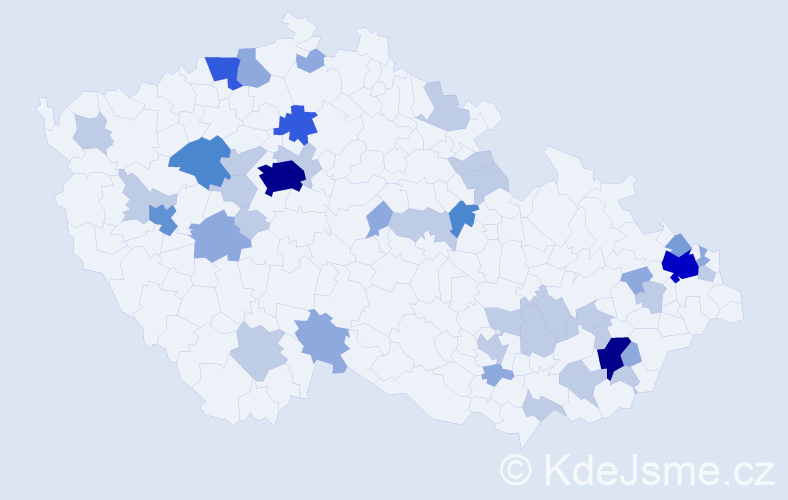 Příjmení: 'Bobáková', počet výskytů 98 v celé ČR