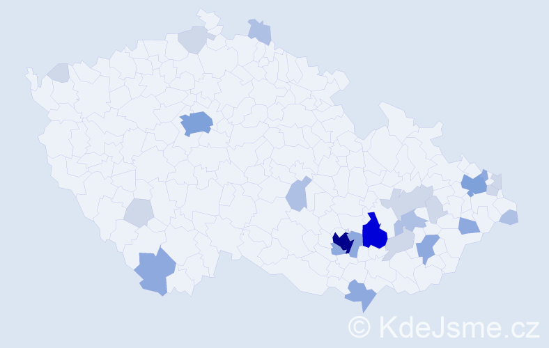 Příjmení: 'Modlitba', počet výskytů 70 v celé ČR