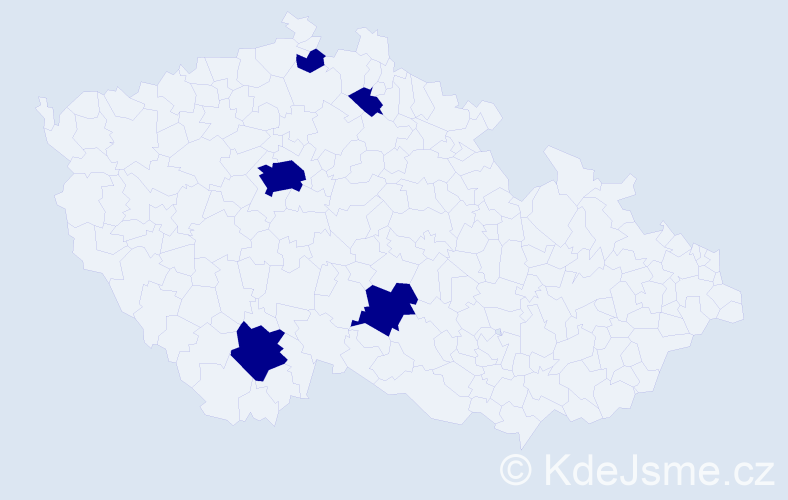 Příjmení: 'Luberdová', počet výskytů 5 v celé ČR