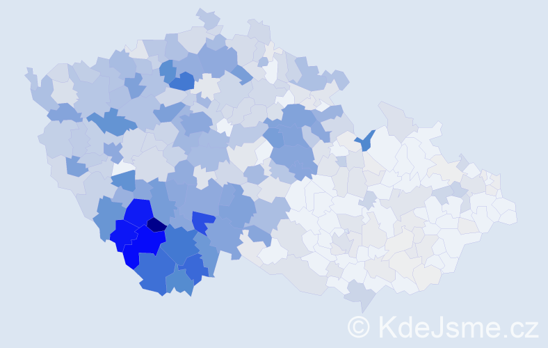 Příjmení: 'Kouba', počet výskytů 2307 v celé ČR