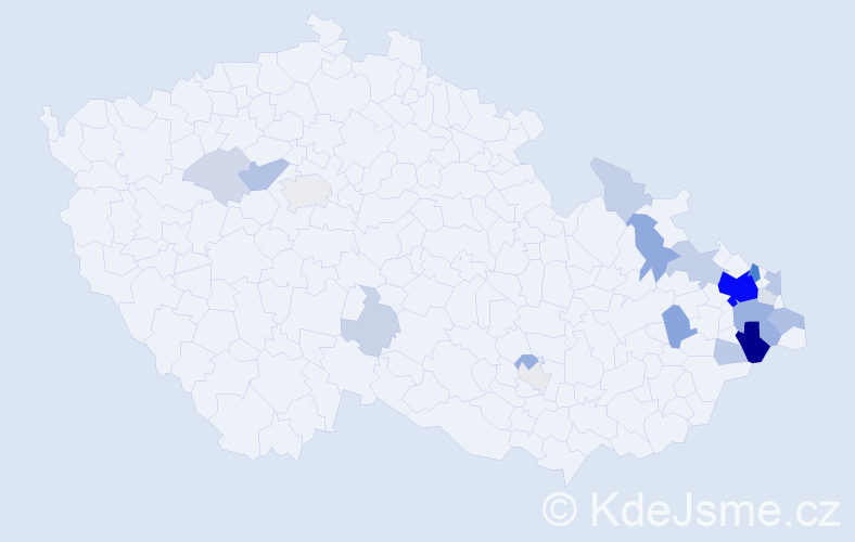 Příjmení: 'Kosňovský', počet výskytů 77 v celé ČR
